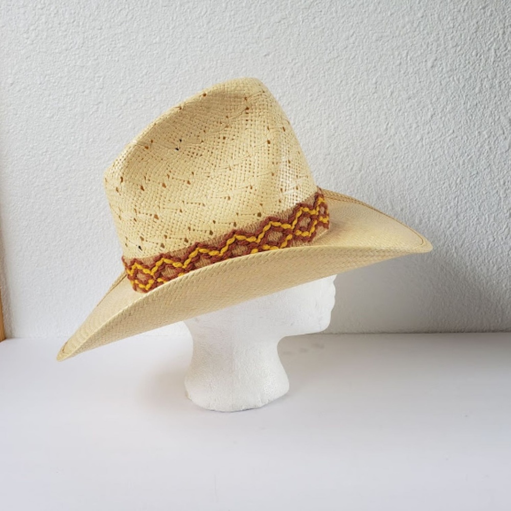 Vintage Vestern Stevens natural straw western hat - Picture 5 of 8